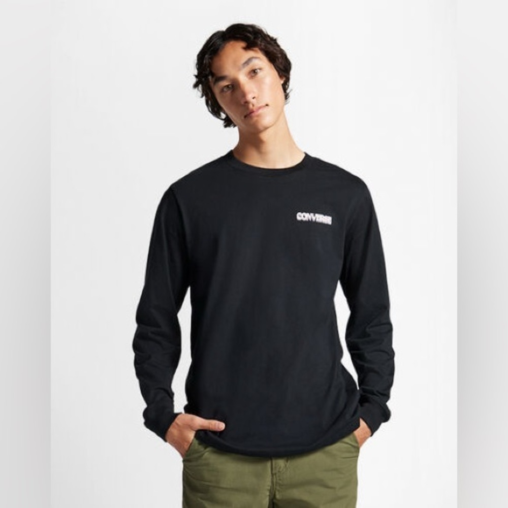 Converse Black Long Sleeve T-Shirt - Mountain Logo - Size XL
